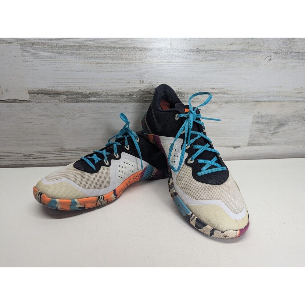 Nike Metcon 2 Amplify Mens 9.5 Training Shoes Black‎ White Multicolor 821913-102